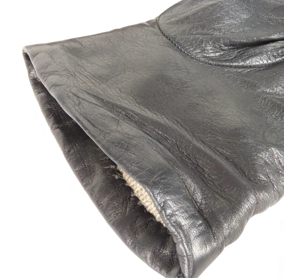 Guantes de cuero NAPPA PORTOLANO negros de piel para niños FORRO DE CACHEMIR hasta la muñeca TALLA 7 Foto 4 de 4