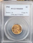 1942 Lincoln Cent PCGS MS66RD
