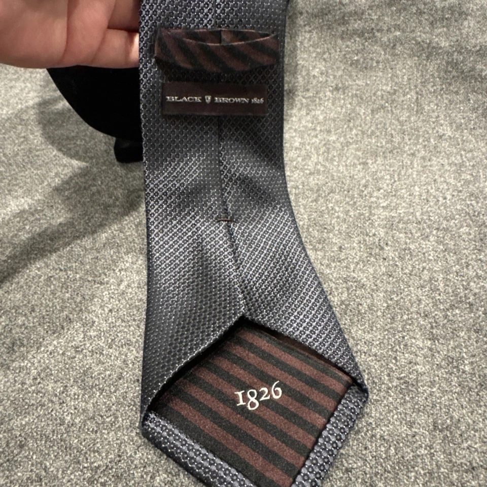 Black Brown 1826 Men's Necktie Tie Dark Gray 3.5”X61” - Image 4 of 4