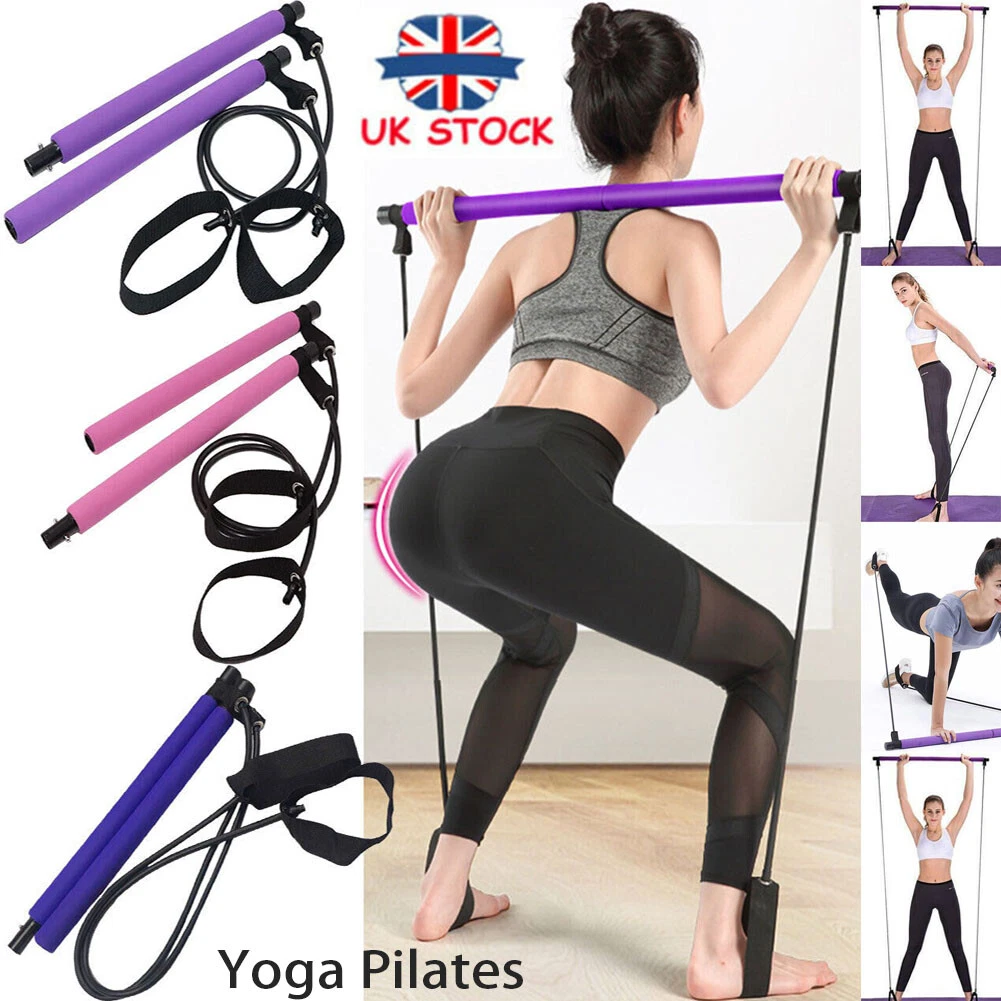 Yoga Pilates Stretch Rope Gym Stick Exercise Bar Pilates Trainer Rope  Portable