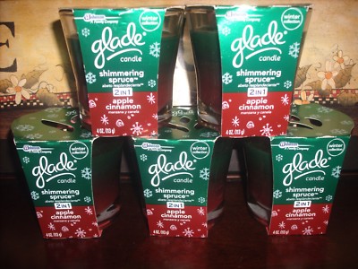 Glade 2 in 1 Glass Jar Candles 5 Shimmering Spruce Apple Cinnamon 4 Oz Candle
