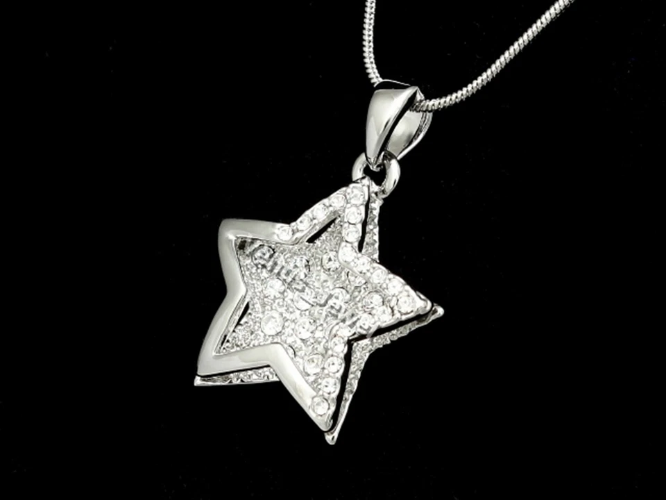 Collar colgante estrella cristal estrás transparente P107 Foto 4 de 4