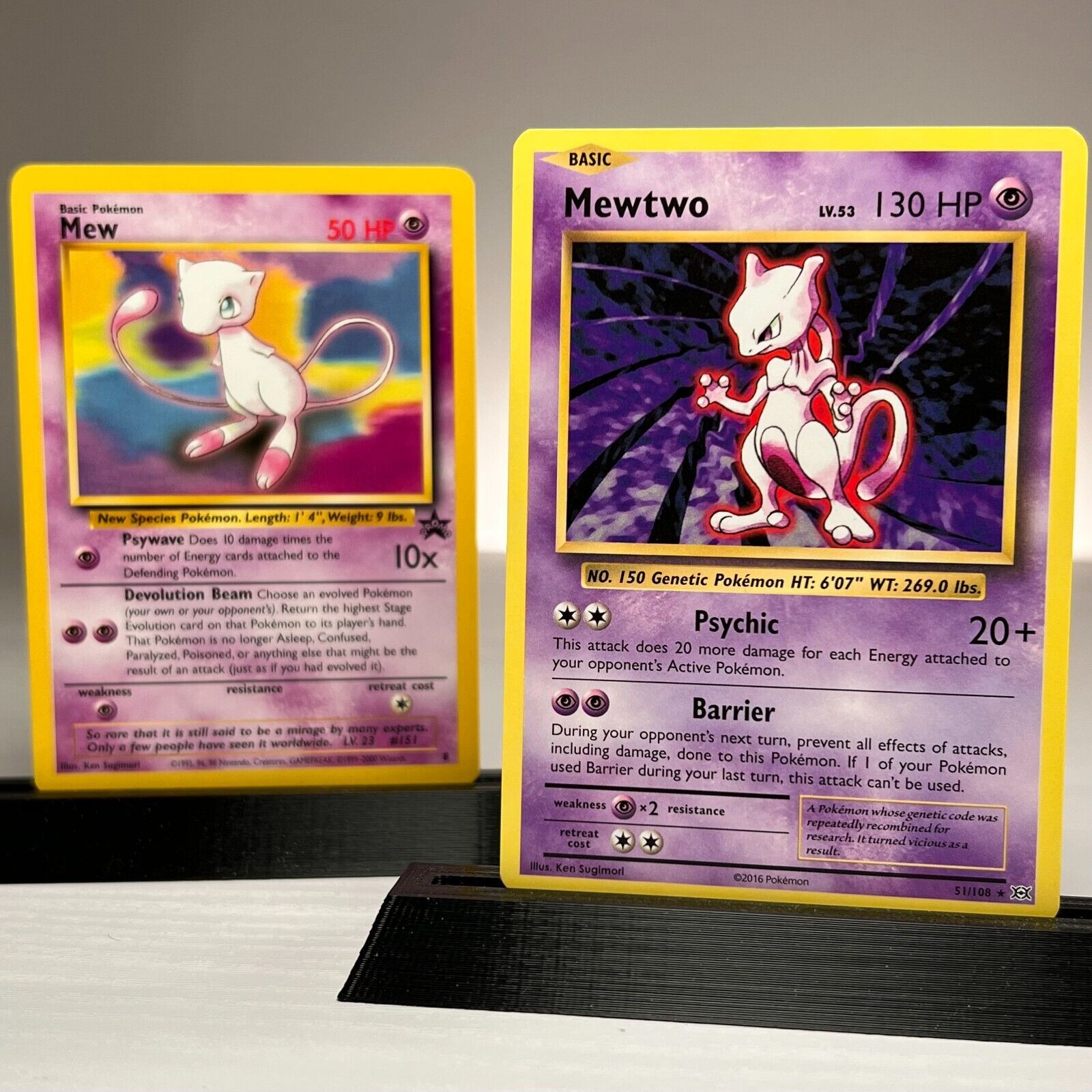 Mew WOTC and Mewtwo XY - Rare Legendary Pokemon Cards - NM/LP 100%  Authentic