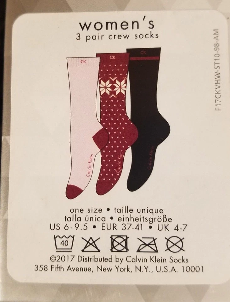 Calvin Klein 3 pares de calcetines para mujer caja de regalo de vacaciones rojo rosa negro ENVÍO GRATUITO Foto 2 de 4