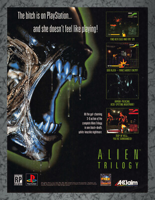 Alien Trilogy Playstation PS1 Print Ad Vintage Art C 1996