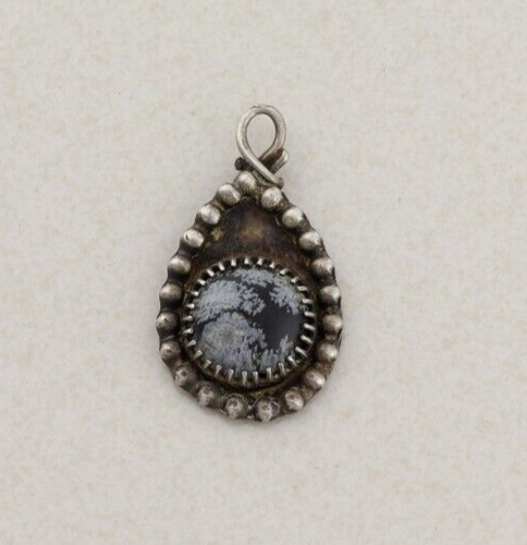 Anhänger nur Sterlingsilber Schneeflocke Obsidian Anhänger 1 1/4" x 3/4"