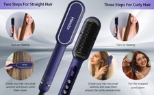Negative Ionic Hair Straightener Brush 9 Temp Settings Silky Smooth Frizz-Free