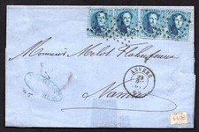 BELGIUM 1963 SCOTT # 15C FOUR STAMPS PERF 13 X 12 1/2 TIED  ANVERS  TO  NAMUS 