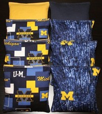 MICHIGAN WOLVERINES 8 CORNHOLE BEAN BAGS BAGGO/TOSS Top Quality Handmade NEW 