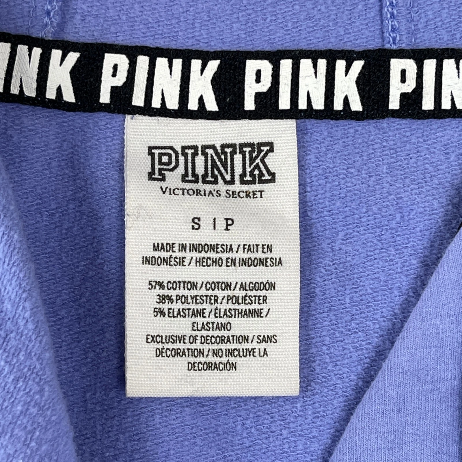 UNDERCOVER Felpa con cappuccio Victoria's Secret ROSA elasticizzata taglia small pervinca offset zip nastrata