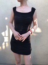 BCBGMAXAZRIA Little black Dress Ruched Cocktail Women's BCBG Xmas Gift $268