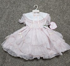 Vintage Martha's Miniatures Girl Dress Sheer Ruffle Lace Light pink USA