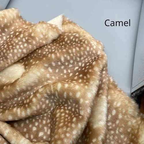 Faux Fur Sika Deer Dot Pattern Fabric Plush Fluffy Furry Craft Pad 45 50cm - Picture 4 of 17