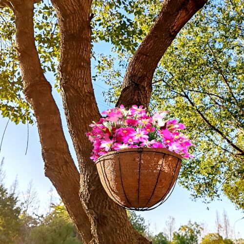 4 Pack 12 inch Hanging Planter Basket Outdoor Large Hanging Flower Pots