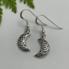Solid Sterling Silver Celtic Moon Earrings on Hooks