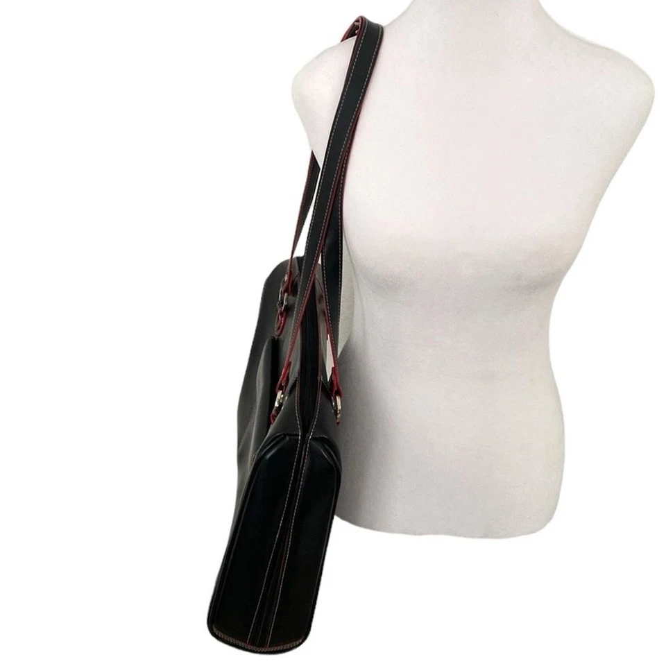 Bolso de hombro McKlein Glenview de cuero negro rojo para computadora portátil Foto 4 de 4