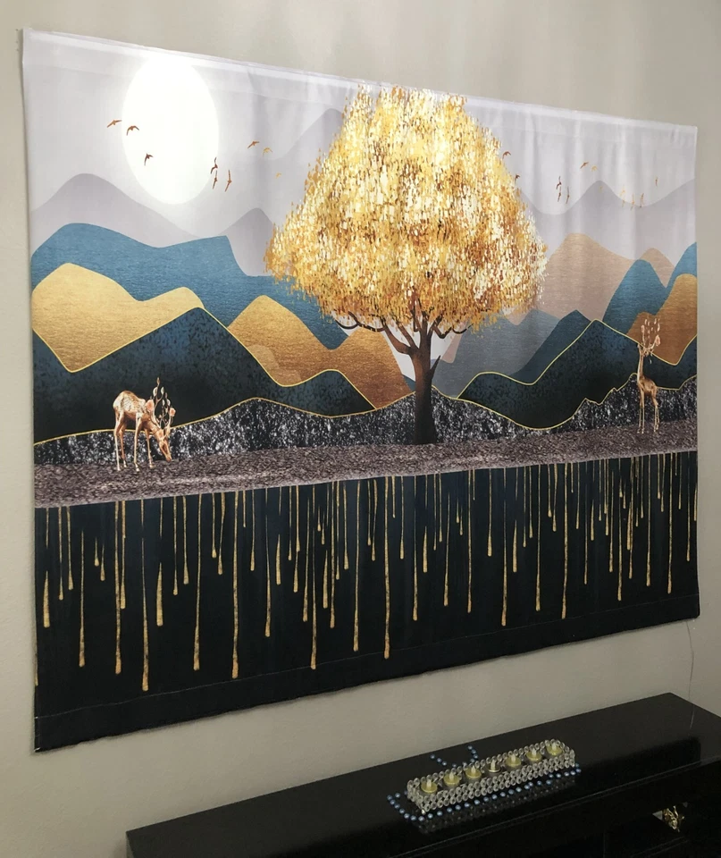 Arte de pared abstracto negro dormitorio naturaleza montaña habitación tapiz obra de arte Foto 4 de 4