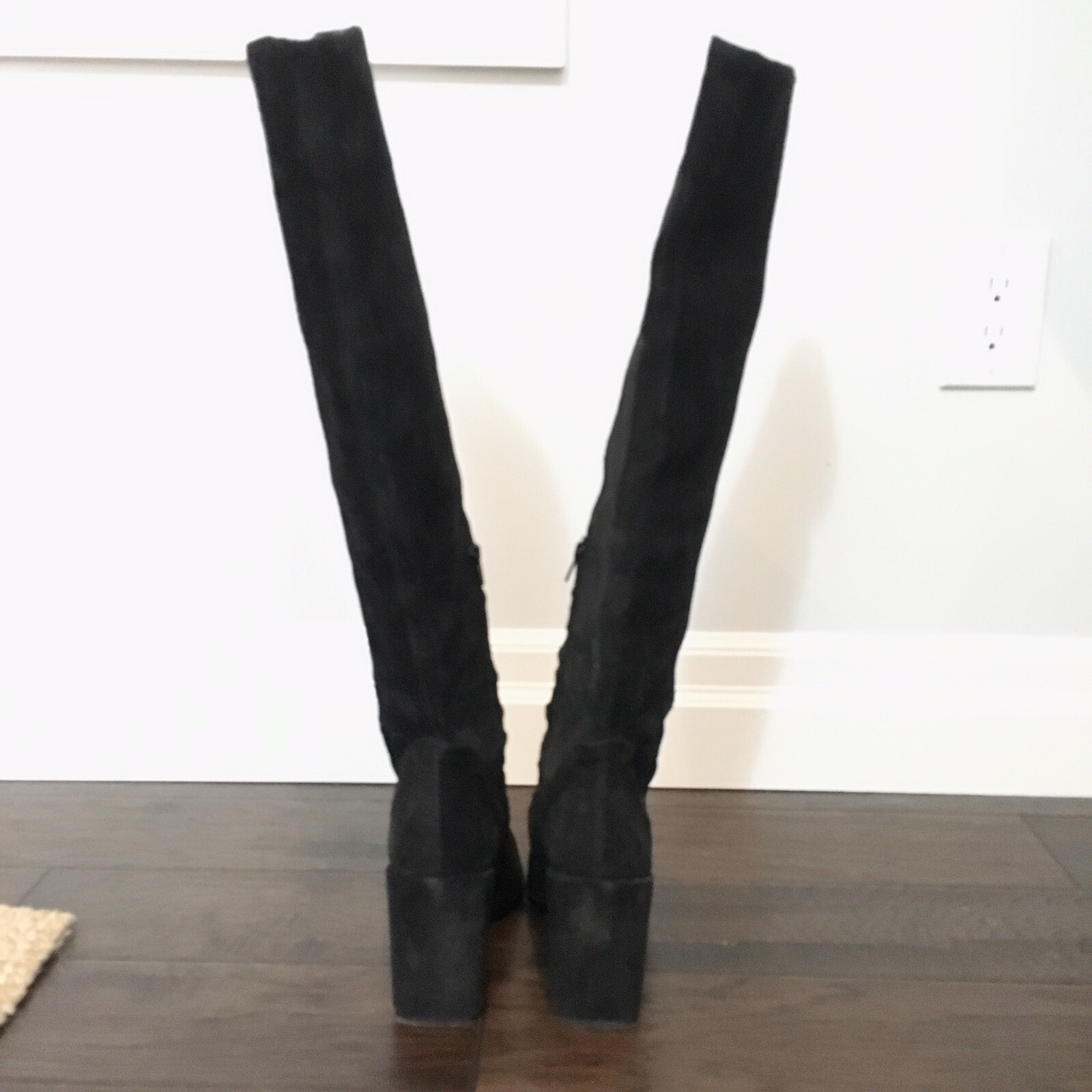 Blogger Fave!  Zara Suede Over The Knee Black Block Heel Boots *Sold Out!* 9.5 image 5