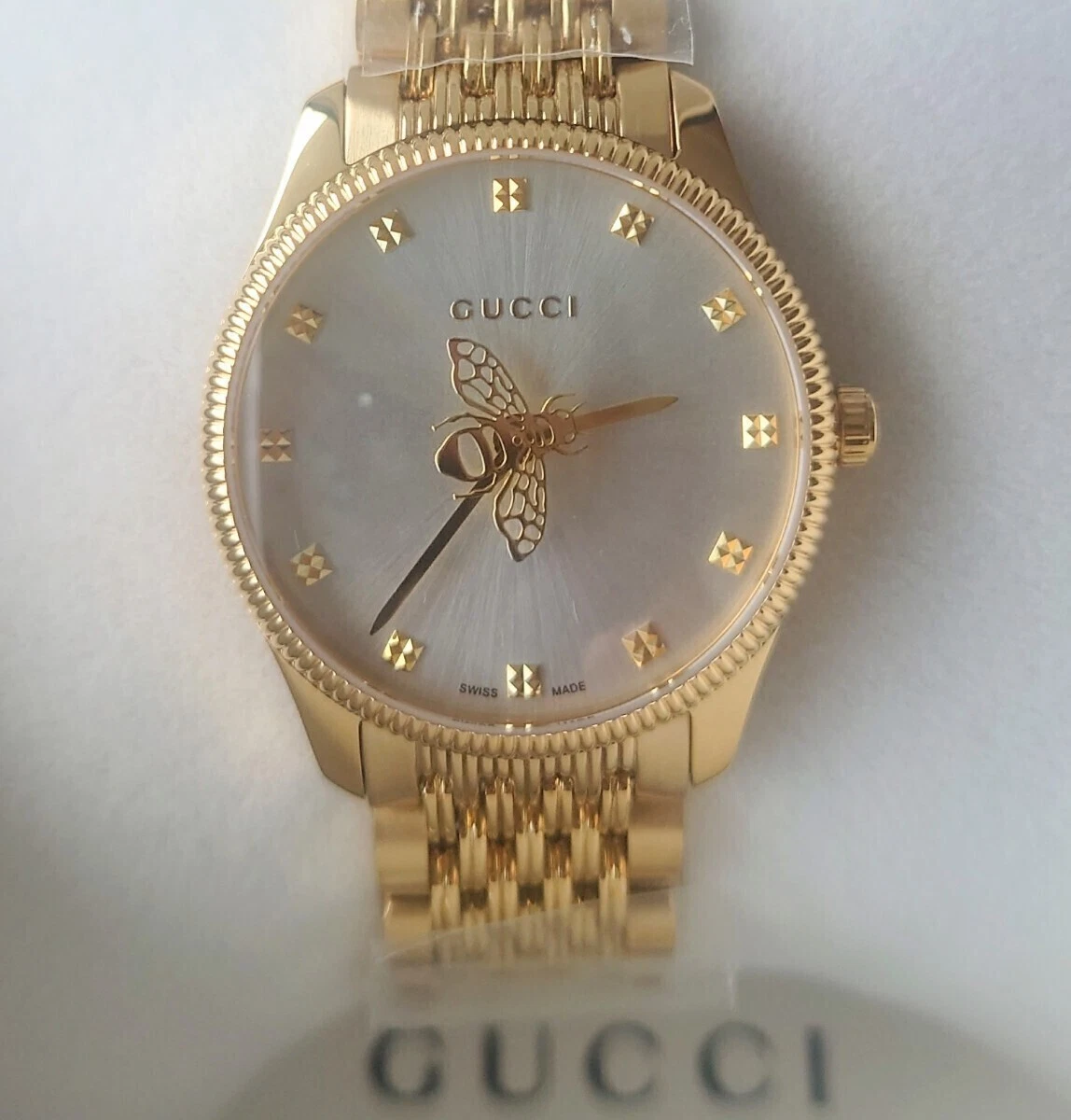 Montre Gucci G Timeless Bee Gold YA1265021 femme s abeille seconde main or