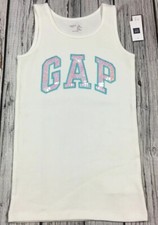 Gap Kids Girls Medium 8-9 White  Teal Sequins Tank Top. Nwt