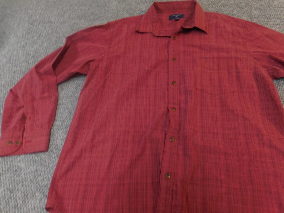 Saddlebred Mens Button Down Shirt L red classic fit wrinkle - Image 3 of 4