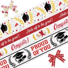 4 Rolls 20Yards 3/8" 3/4" Graduation Grosgrain Ribbon Class of 2024 Ribbons G...