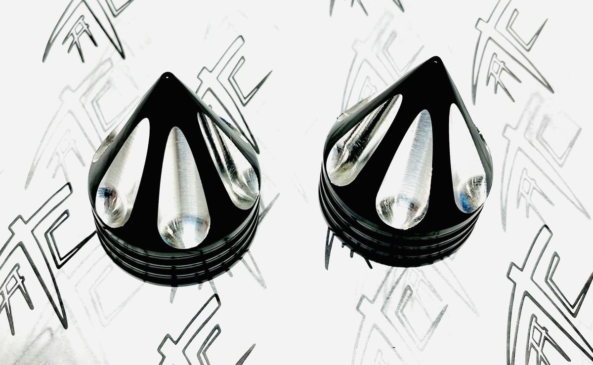 けのこ ZX-14R BLACK CONTRAST CUT SPIKE FORK CAPS 2006-2024