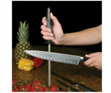 AccuSharp Butcher Steel Knife 9" Sharpening Rod Black Composition Handle 032C