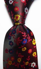 New Classic Floral Red Blue Yellow White JACQUARD WOVEN Silk Men's Tie Necktie