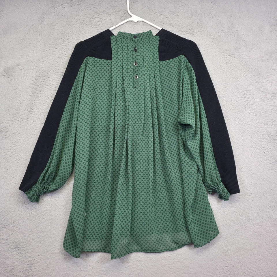 CAbi Sweater Top Womens M Get Together Pleated Sheer Back Boho Chic 3520 Career Foto 4 de 4