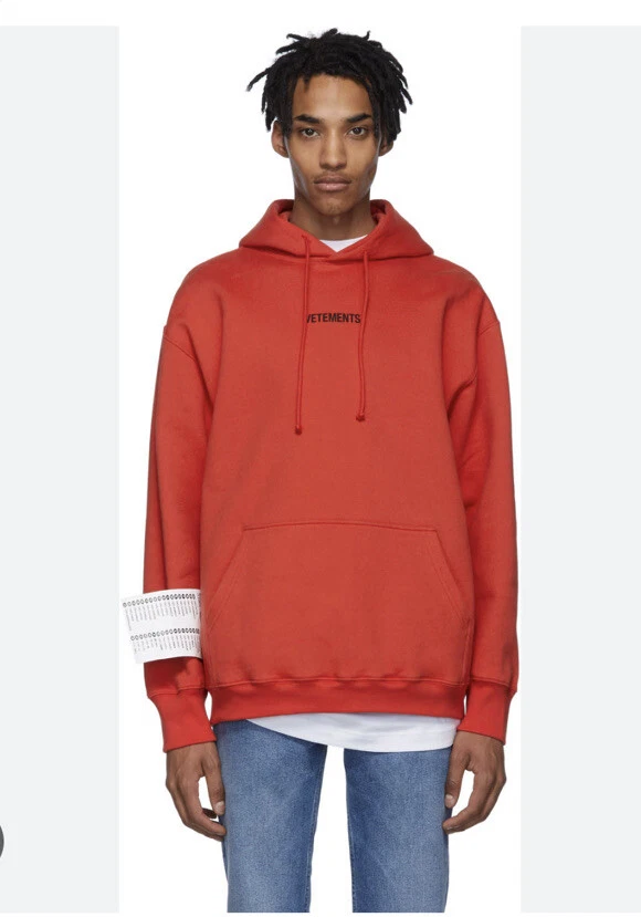 Red vetements hoodie hot sale