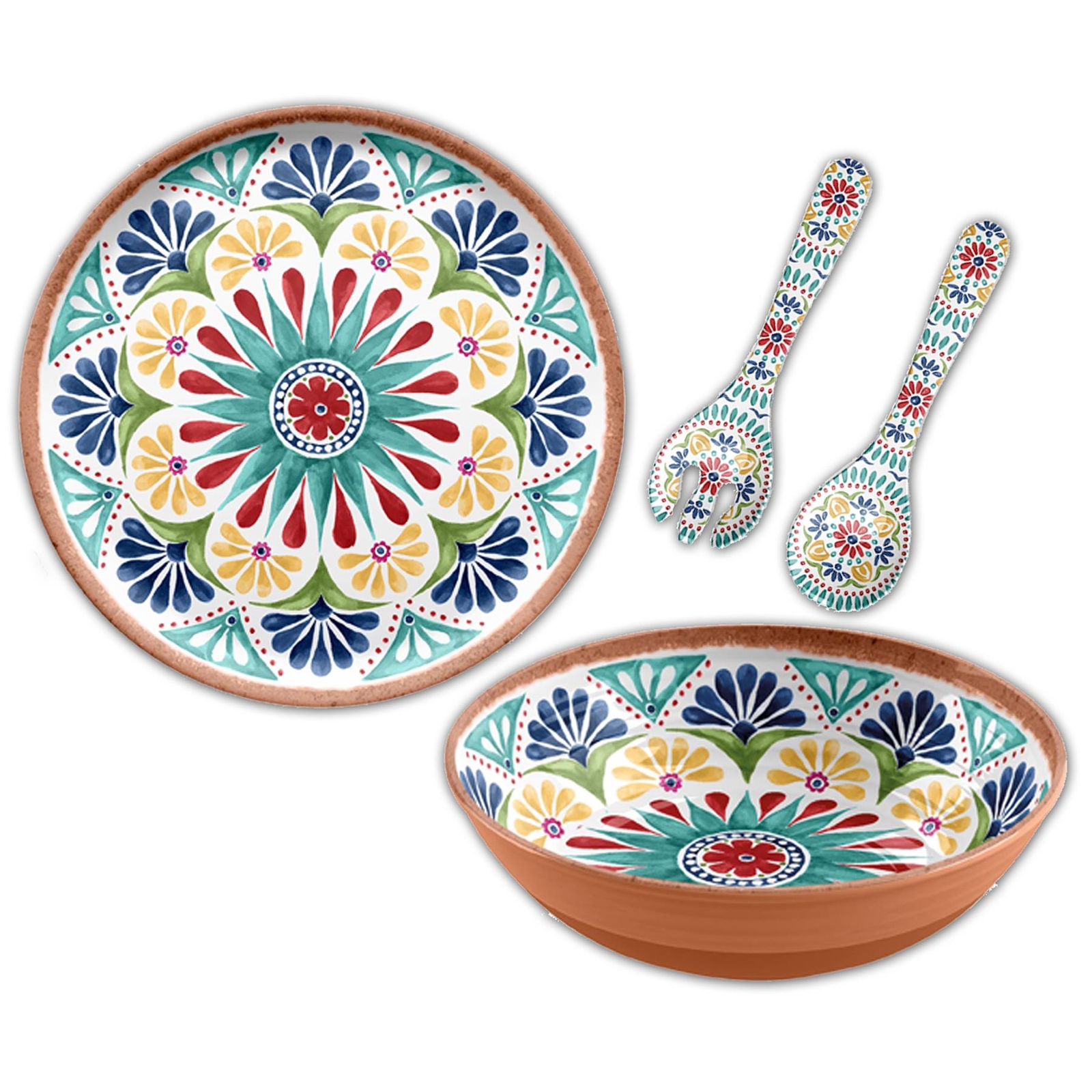 Purely Home Rio Medallion 4 Piece Outdoor/BBQ–Plastic/Melamine Serving Set