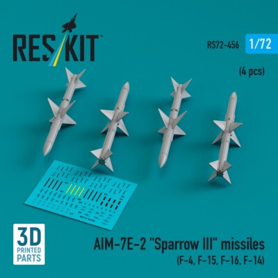 1/72 Reskit RS72-0456 AIM-7E-2 ''Sparrow III'' missiles (4 pcs) (F-4, F-15, F-16,