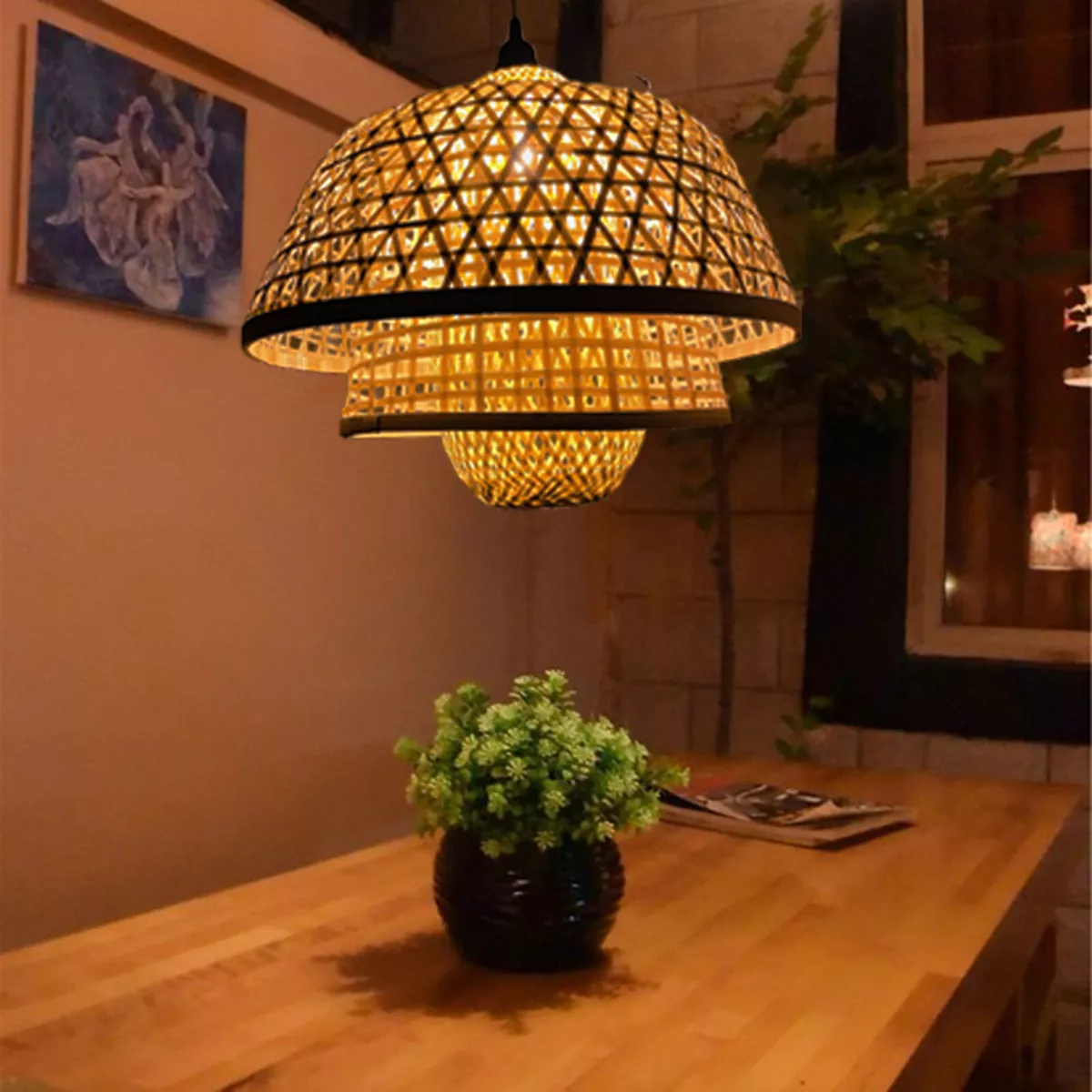 Lamp with cheap hanging shade