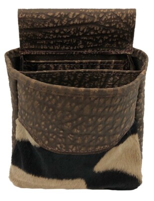 ZEBRA & BUFFALO HIDE SHOTGUN SHELL POUCH Skeet Sporting Clays Trap USA Midi BRN