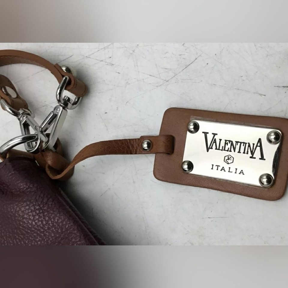 Valentina Italy Designer Maroon Red Leather Adjustable Strap Crossbody