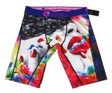 Ethika Colorful Pandora Woman's Face Red Lips Nails Flowers Long Boxers Mn's NWT