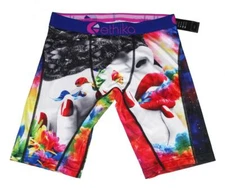 Ethika Colorful Pandora Woman's Face Red Lips Nails Flowers Long Boxers Mn's NWT