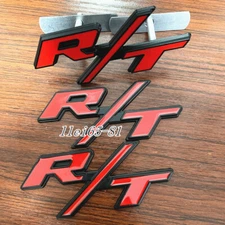 3X OEM For R/T Front Grille Emblems RT Car Badge Side Fender Red Black Stickers