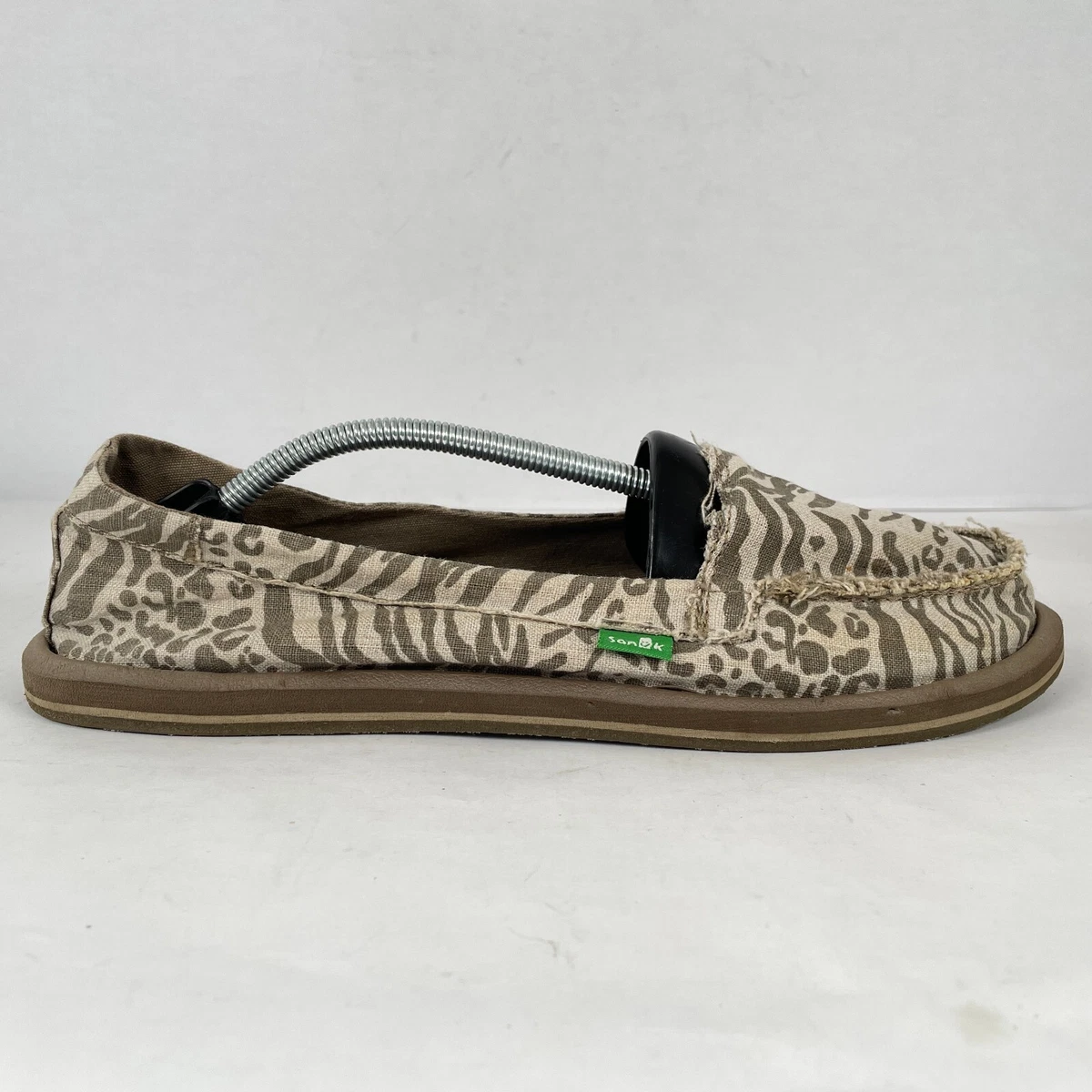 Sanuk Donna Hemp Sidewalk Surfers Womens Size 10 Leopard Print Slip-On  Shoes