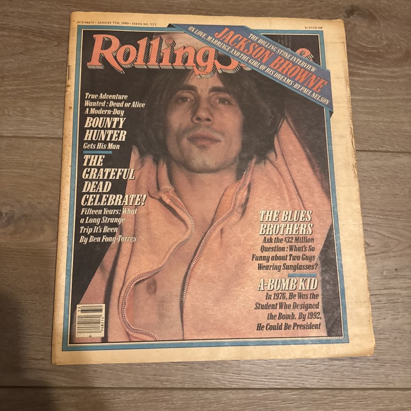 Vintage Rolling Stone Magazine August 7, 1980 #323 Jackson Browne No Label