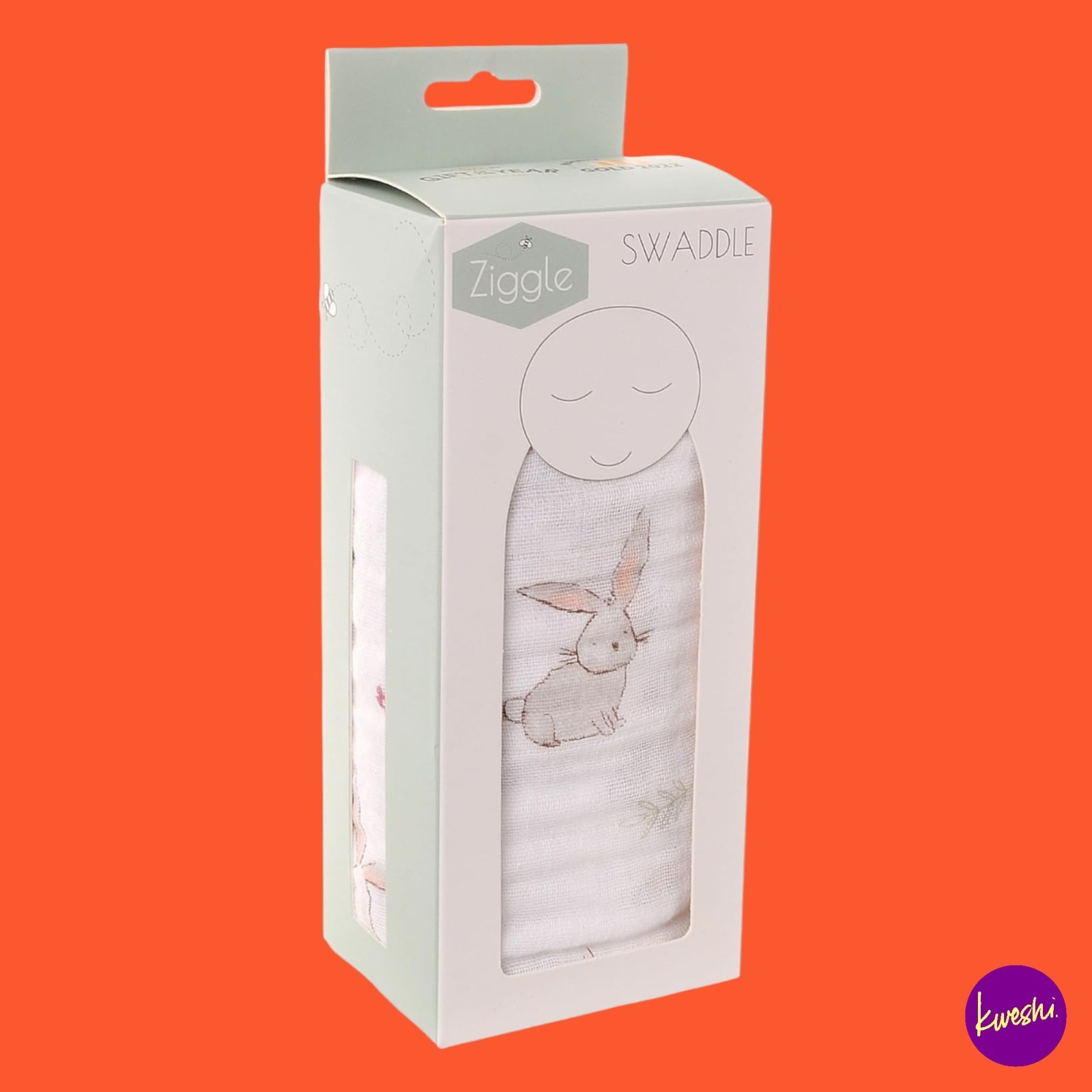 ZIGGLE Baby Muslin Swaddle Blanket Extra Large Cotton Bunnies 120 x 120 cm
