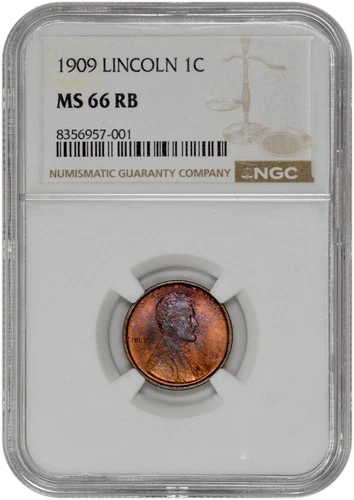 1909 1C Lincoln Wheat Cent NGC MS 66 RB with Toning in New Holder