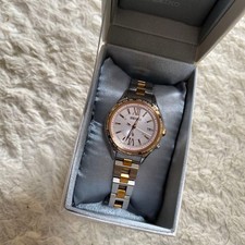 Seiko LUKIA Dress Watch Quartz White Pink Gold Silver Womens Timepiece