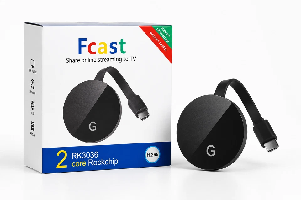 Fcast HDMI TV Stick RK3036 Chromecast Miracast AirPlay DLNA WLAN Receiver - Bild 1 von 1