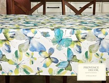 Butterfly Rectangular Tablecloth 118 x 59 Aqua Blue Wipeable Acrylic Coated