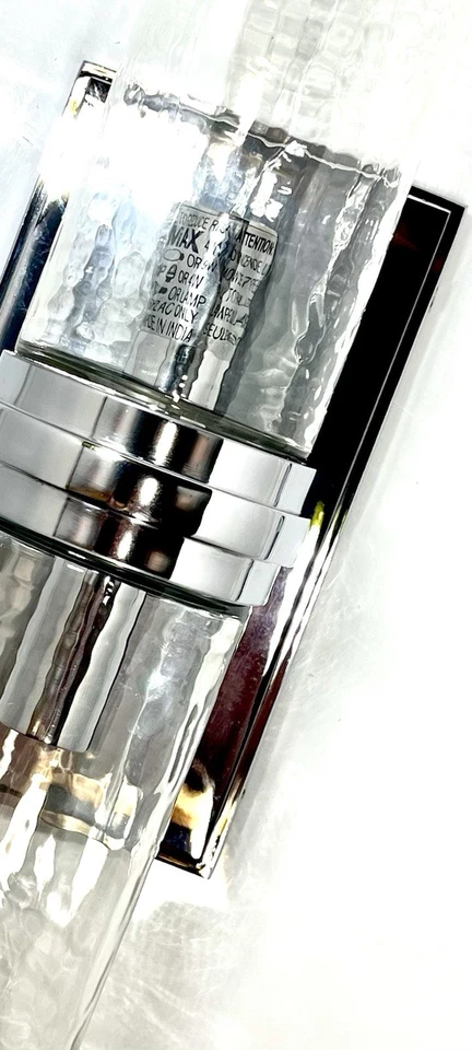 Arandela Cromada Pottery Barn Frey Dupla Martelada Vidro Sombras (2) Nova Reg $229 - Imagem 4 de 4