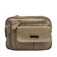 MultiSac Tan Faux Leather Zippy Crossbody Bag