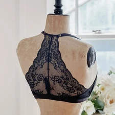 Touché Lingerie Lace Racerback Plunge Bralette Molded Cups 34C
