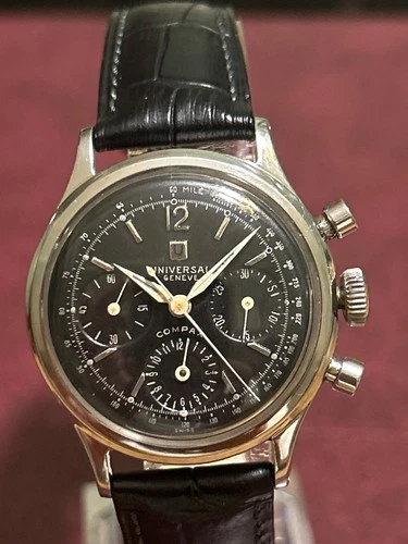 Universal Geneve Compax Vintage Original cal. 281 Black Dial Extremely Rare